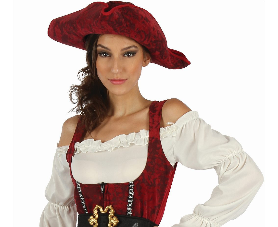 Pirate role-play set for adult  (dress, hat, corset vest, belt), size M